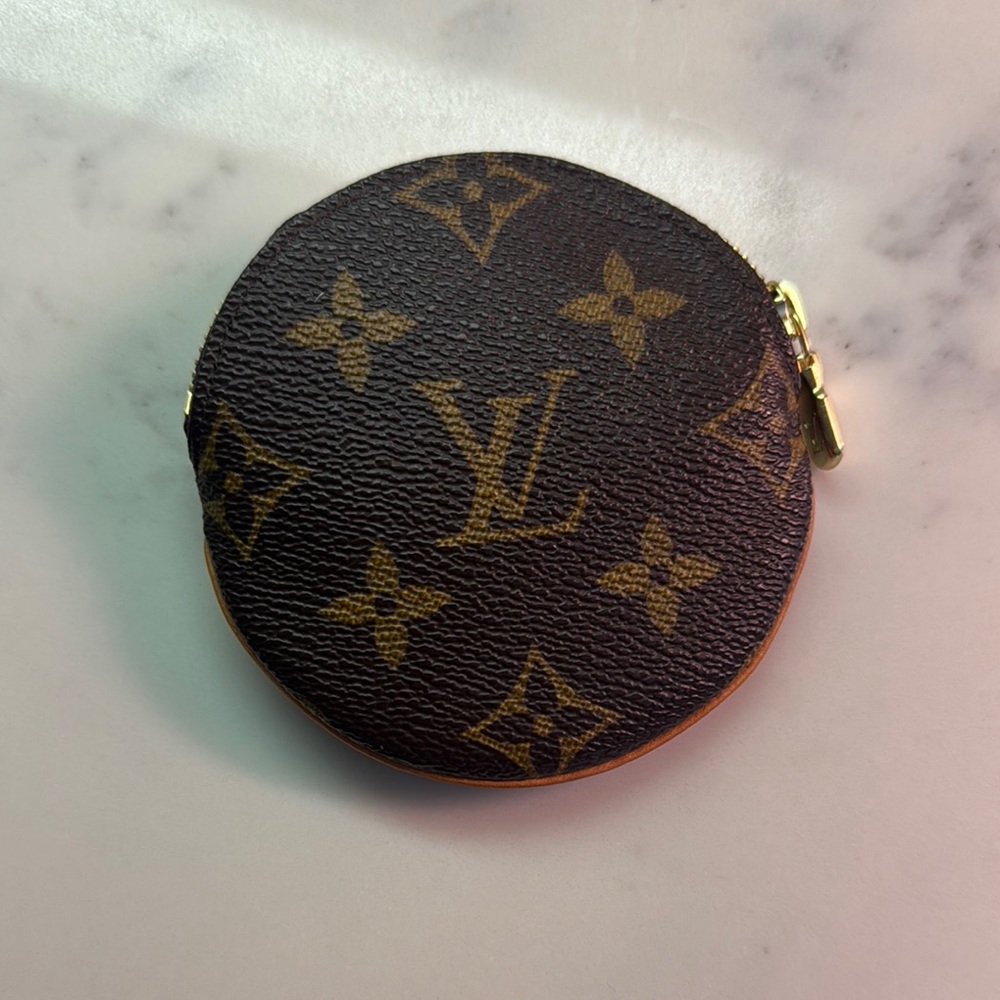 Louis Vuitton Brown Monogram Wallet with Gold Zipper